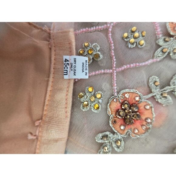 Girls Handmade Beaded Choli Top 45 cm / US 4-5 Peach/Flesh Embroider Mesh Ethnic - Picture 9 of 9